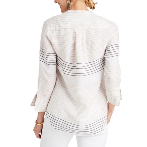 Vineyard Vines Stripe Savannah linen Popover Relaxed V Neck Striped PreppyTop XL - Picture 2 of 12